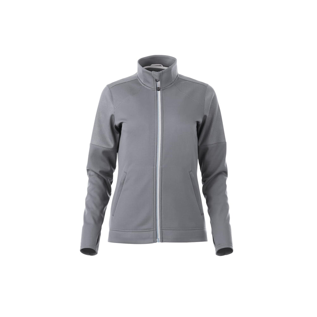 Senger Performance Knit Full Zip Jacket with Thumb Holes for Women Debossing - Steel Grey - Front Flat