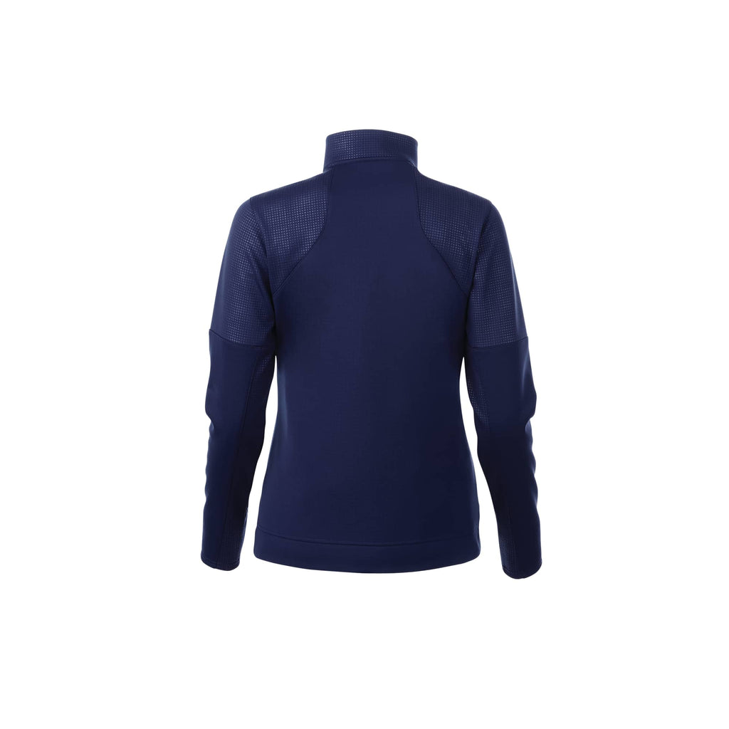 Senger Performance Knit Full Zip Jacket with Thumb Holes for Women Debossing - Vintage Navy - Back Flat