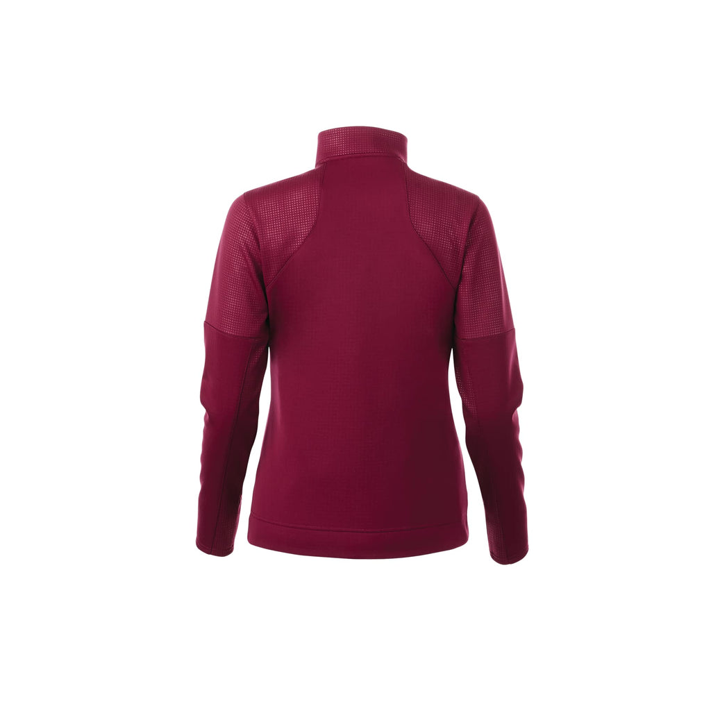 Senger Performance Knit Full Zip Jacket with Thumb Holes for Women Embroidery - Maroon - Back Flat