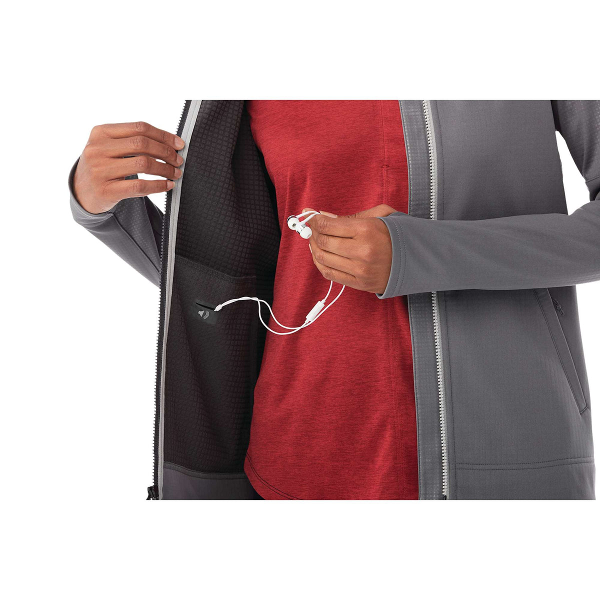 Senger Performance Knit Full Zip Jacket with Thumb Holes for Women Embroidery - Steel Grey - On Model 3