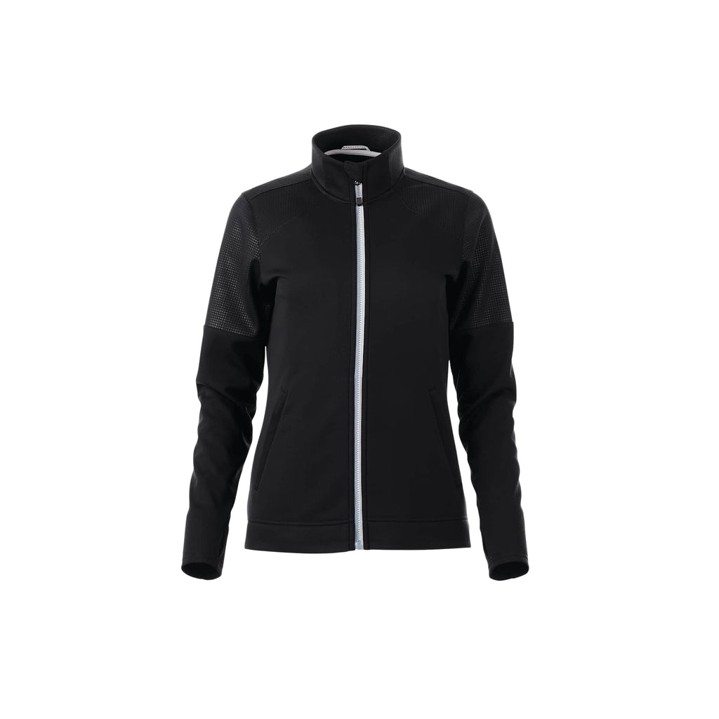 Senger Performance Knit Full Zip Jacket with Thumb Holes for Women Transfer - Black - Front Flat