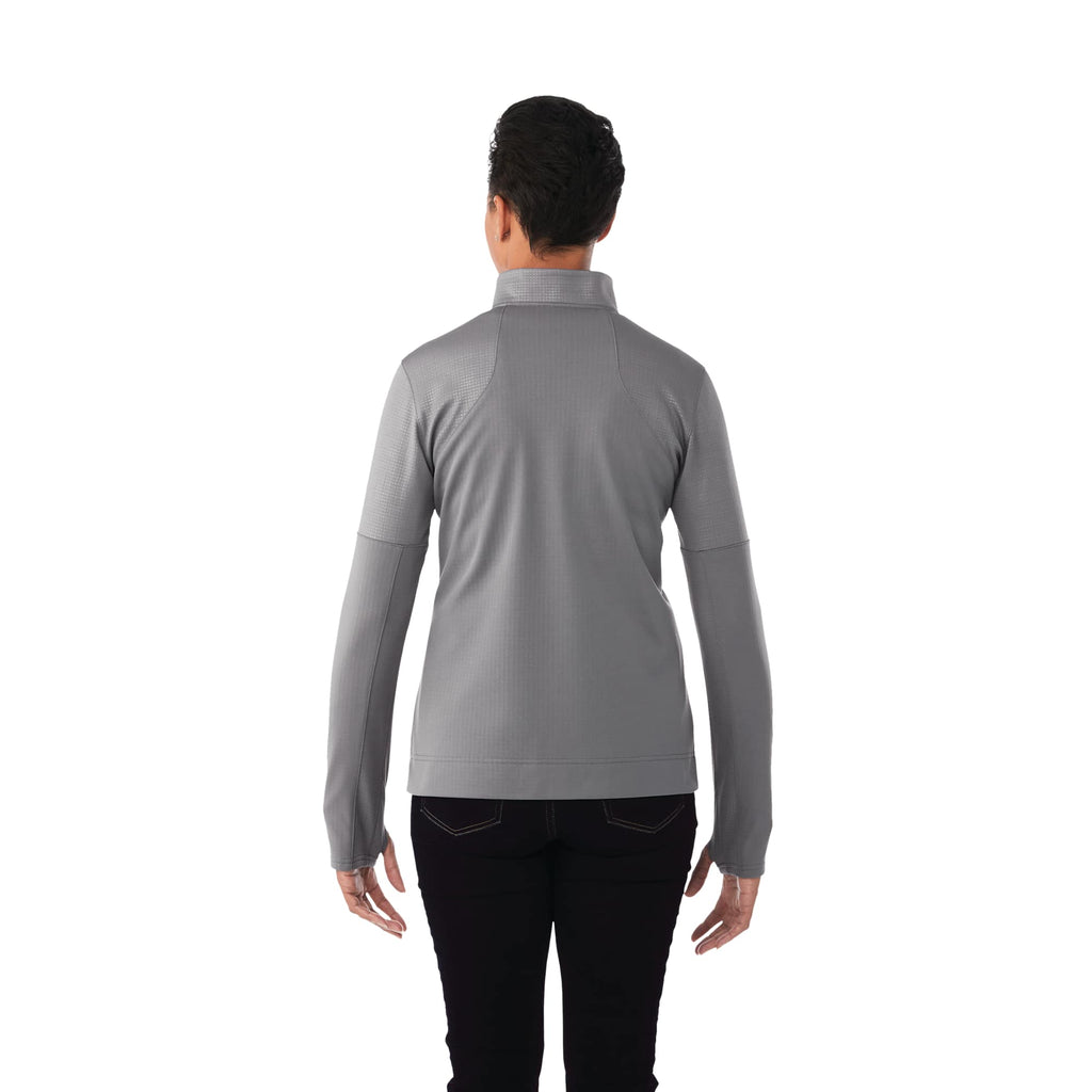 Senger Performance Knit Full Zip Jacket with Thumb Holes for Women Transfer - Steel Grey - Back On Model