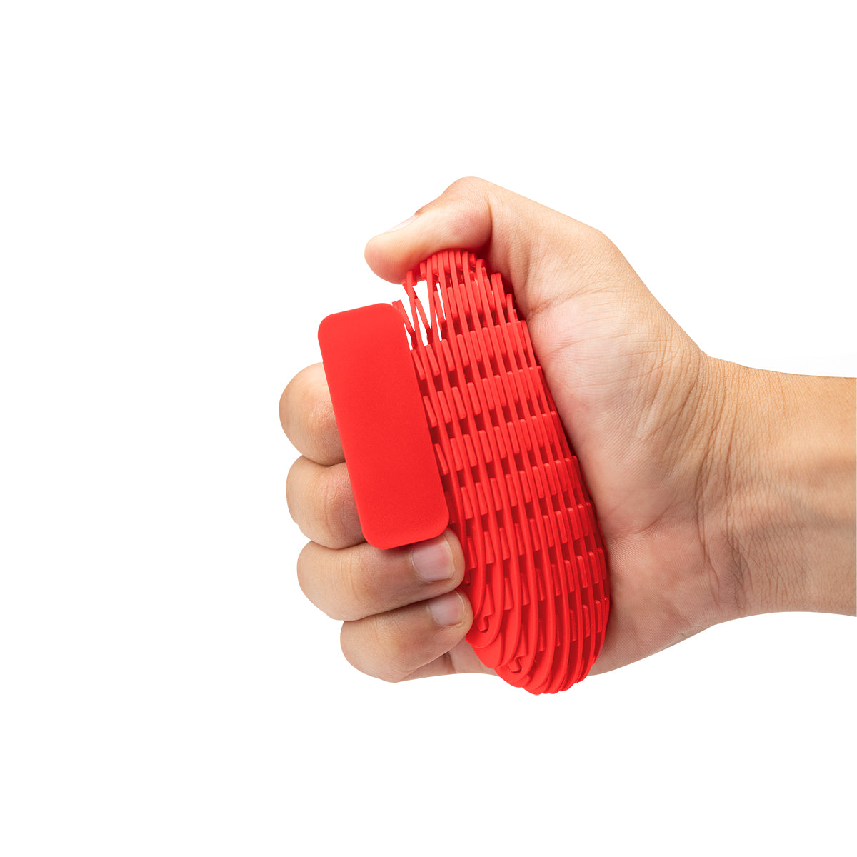 Sensory Worm That Fidgets - Red - Squeezed