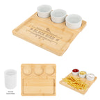 Serving Tray with Ceramic Bowls, Bamboo - Natural - Laser Engraving