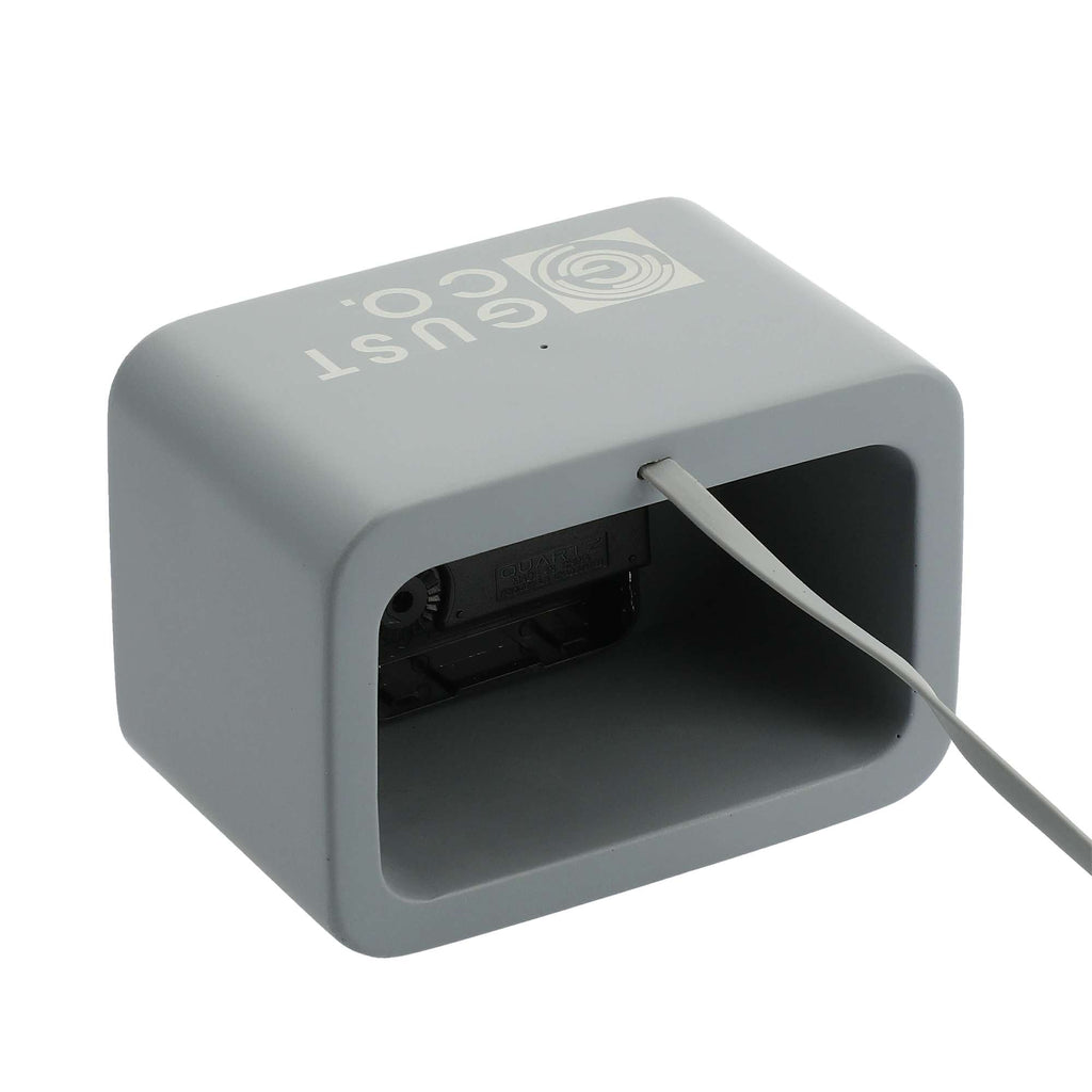 Set in Stone Limestone Desk Clock with Wireless Charger Laser Engraving - Gray - Left Angle