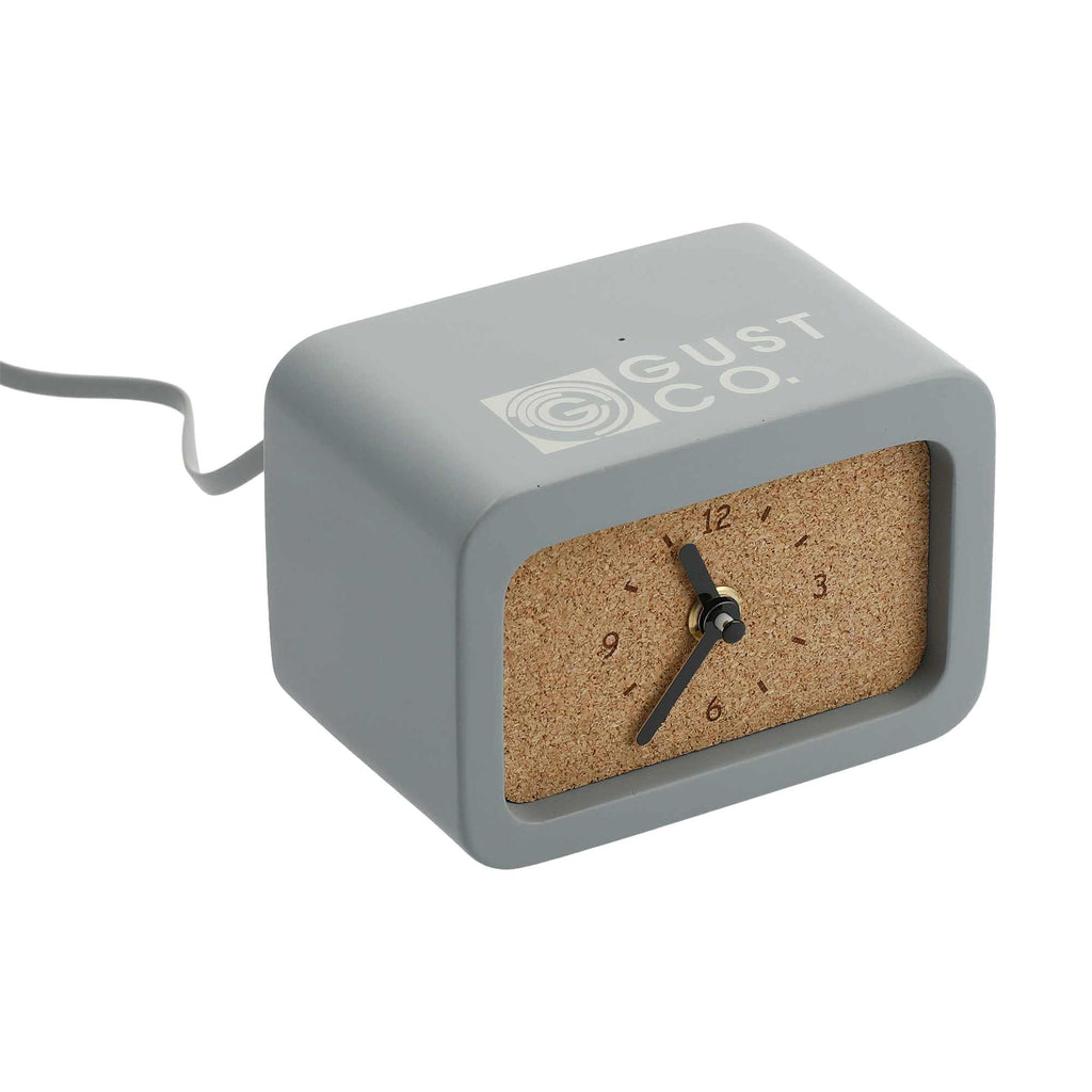 Set in Stone Limestone Desk Clock with Wireless Charger Laser Engraving - Gray - Right Angle 2