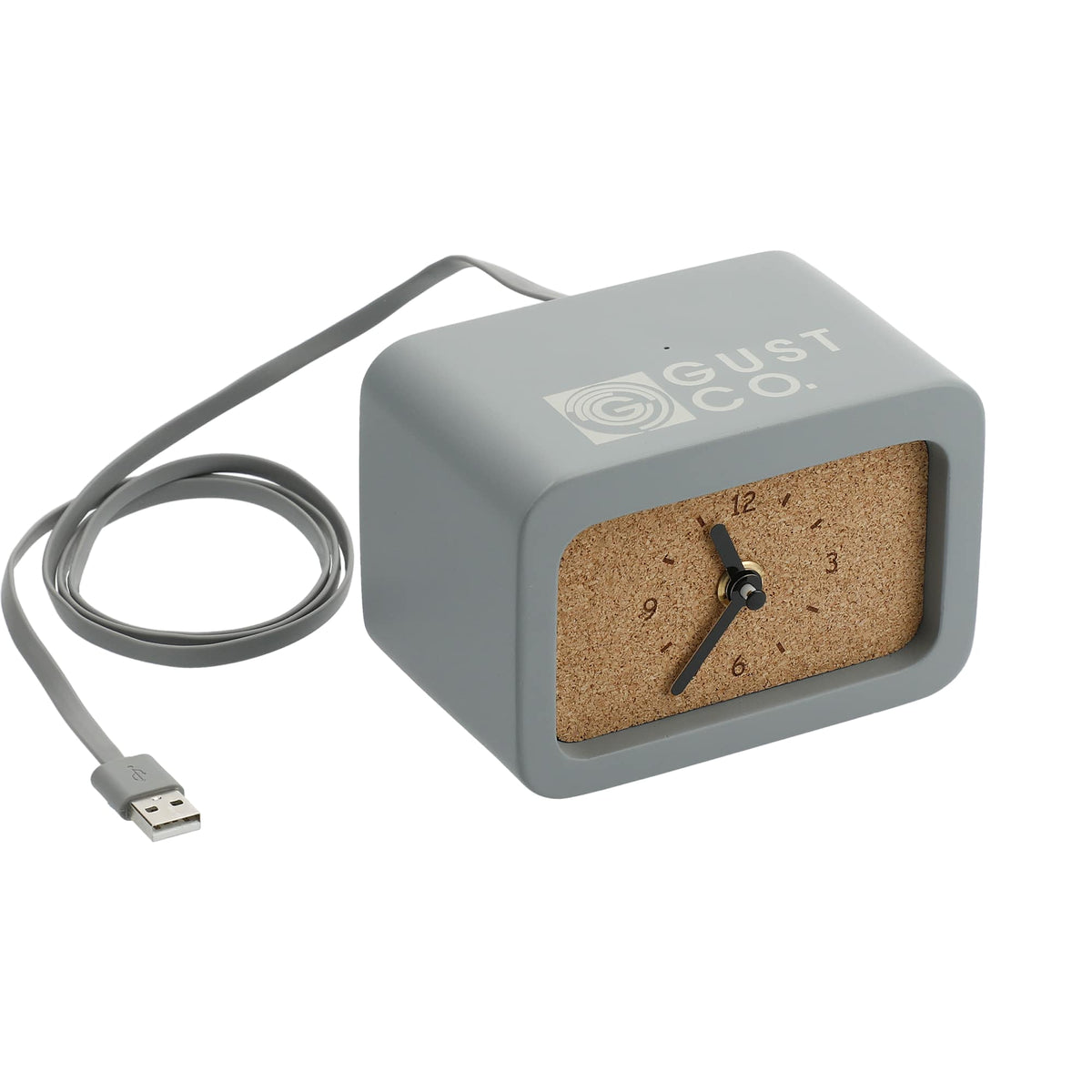 Set in Stone Limestone Desk Clock with Wireless Charger Laser Engraving - Gray - Right Angle 3
