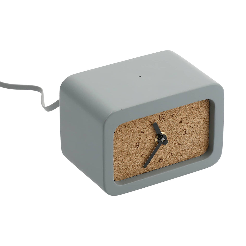 Set in Stone Limestone Desk Clock with Wireless Charger Laser Engraving - Gray - Right Angle 7