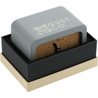 Set in Stone Limestone Desk Clock with Wireless Charger Laser Engraving - Gray - Right Angle