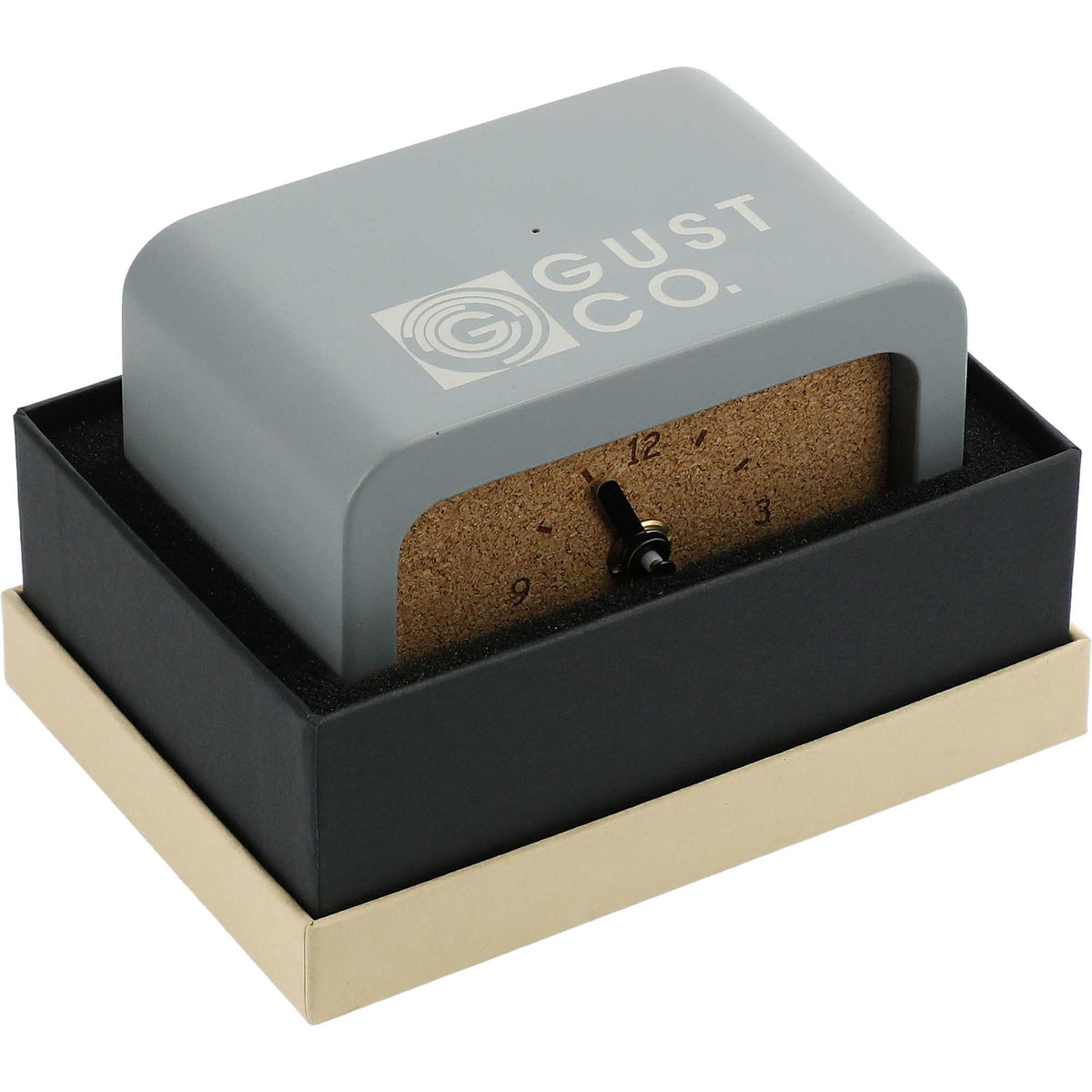 Set in Stone Limestone Desk Clock with Wireless Charger Laser Engraving - Gray - Right Angle