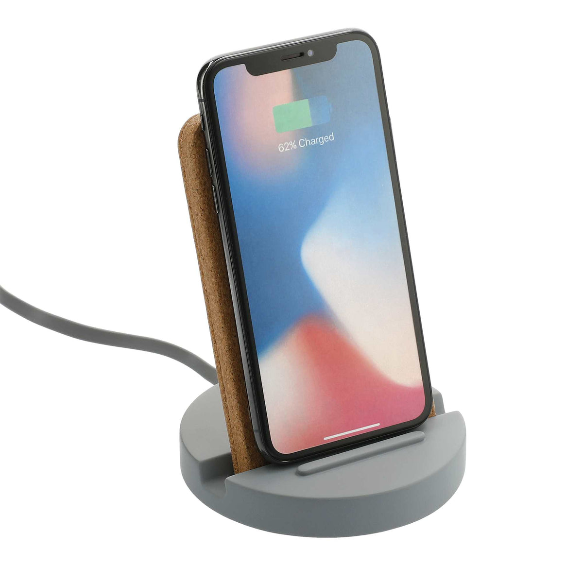 Set in Stone Limestone Wireless Charging Stand Full Color - Gray - Right Angle 6