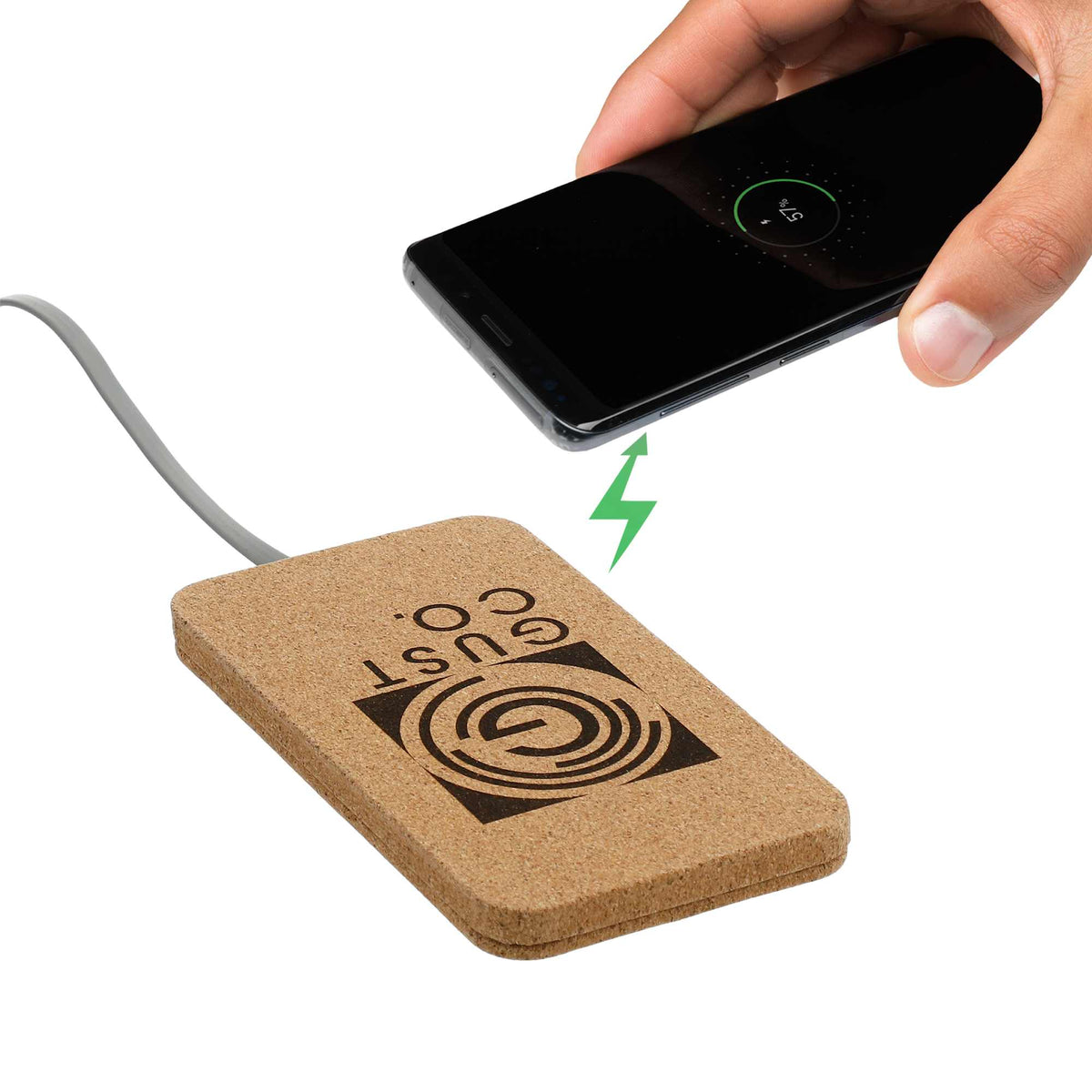 Set in Stone Limestone Wireless Charging Stand Laser Engraving - Gray - Right Angle 2