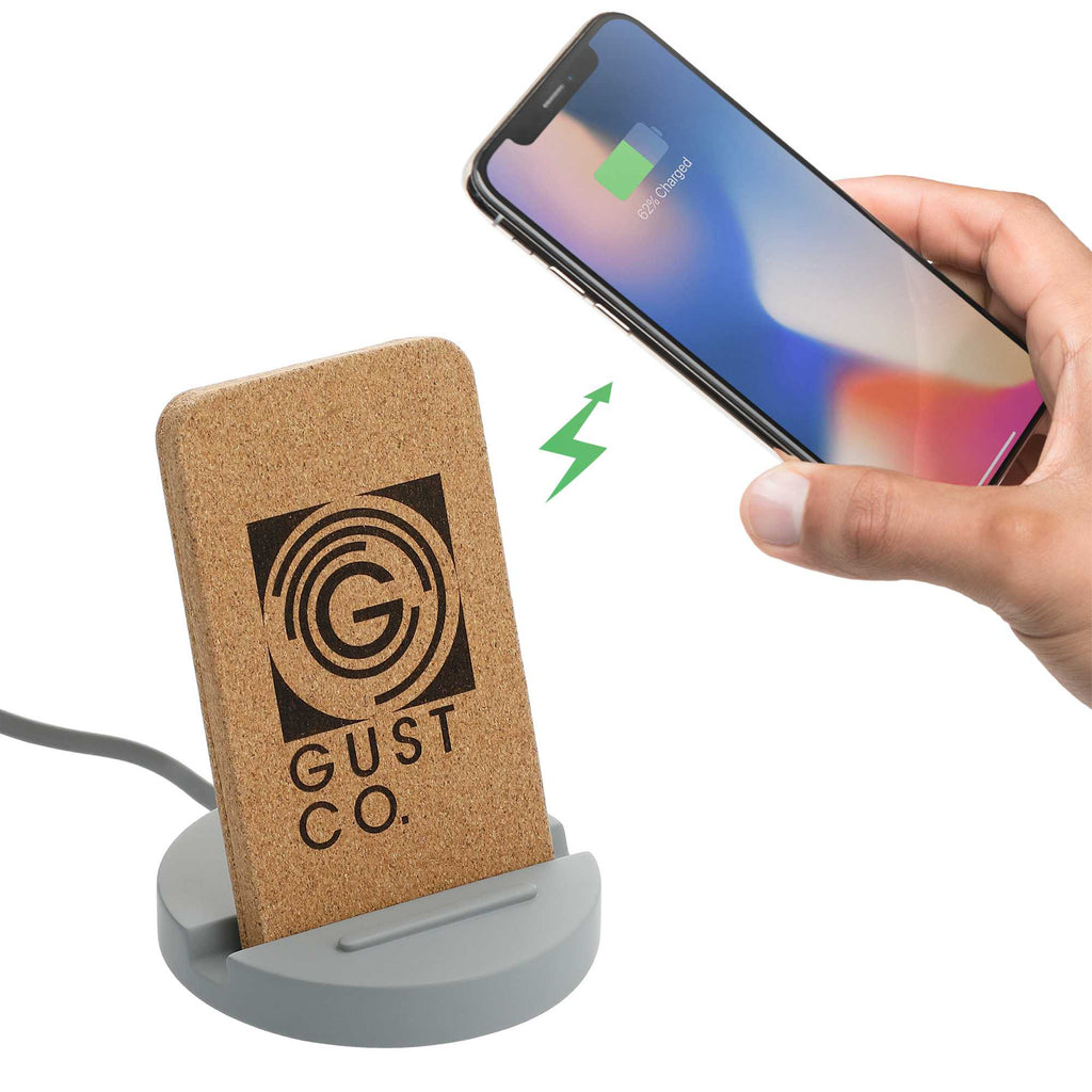 Set in Stone Limestone Wireless Charging Stand Laser Engraving - Gray - Right Angle 4