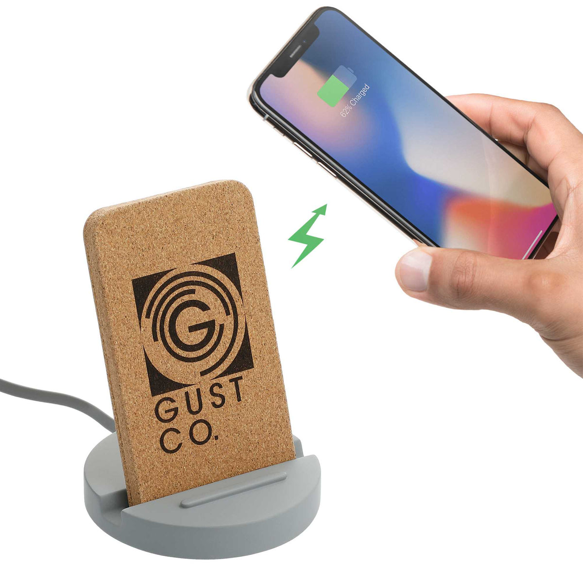 Set in Stone Limestone Wireless Charging Stand Laser Engraving - Gray - Right Angle 4