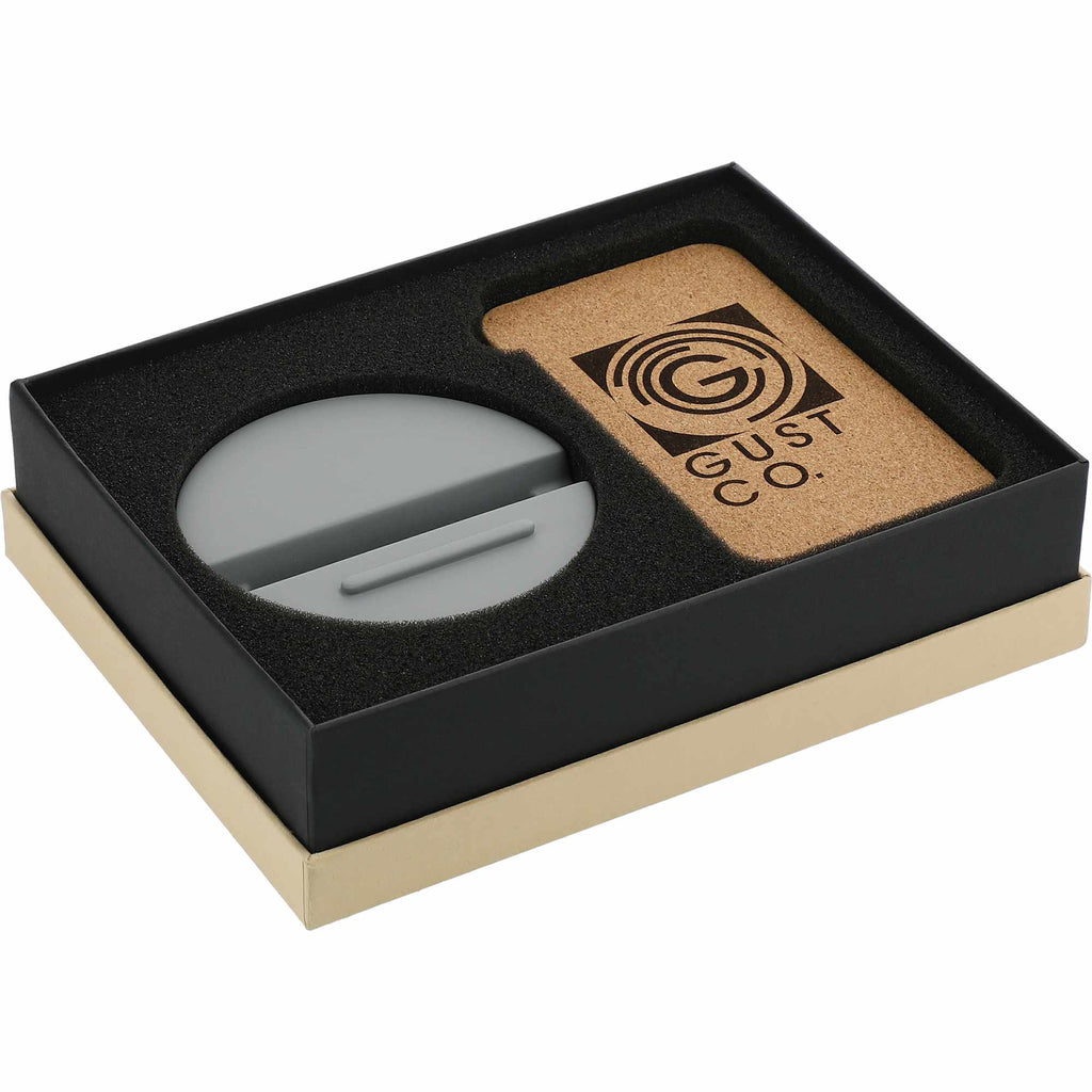 Set in Stone Limestone Wireless Charging Stand Laser Engraving - Gray - Right Angle