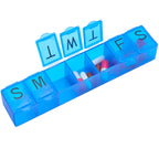 Seven Day Pill Box with Snap Lids - TrBlue - Right Angle