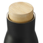 Shaco Copper Insulated Bottle with Bamboo Cap, 17 oz - Black - Front 2