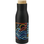 Shaco Copper Insulated Bottle with Bamboo Cap, 17 oz Full Color - Black - Front