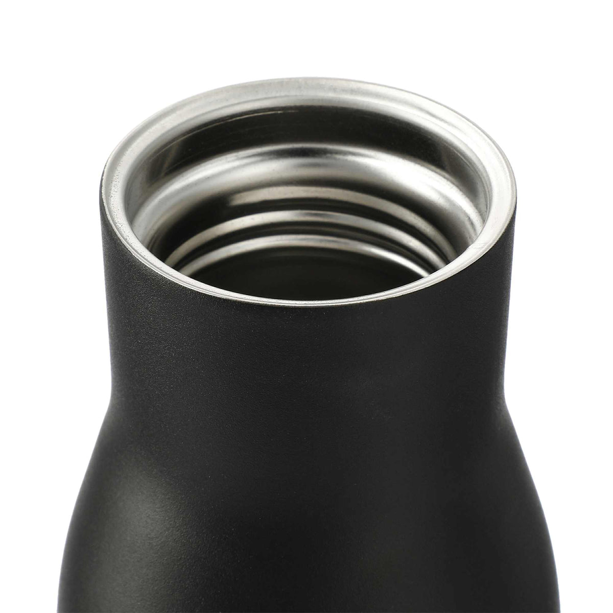 Shaco Copper Insulated Bottle with Bamboo Cap, 17 oz Laser Engraving - Black - Front 3