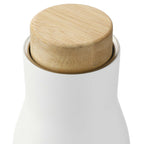 Shaco Copper Insulated Bottle with Bamboo Cap, 17 oz Laser Engraving - White - Front 2
