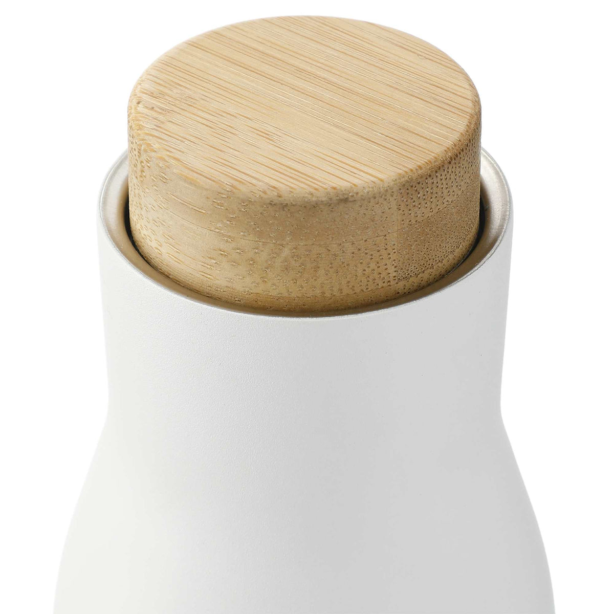 Shaco Copper Insulated Bottle with Bamboo Cap, 17 oz - White - Front 2