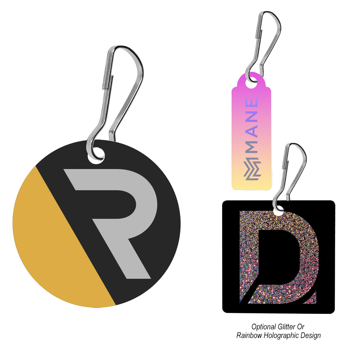 Shaped Acrylic Zipper Pull, Up to 3 Square Inches - 4CP
