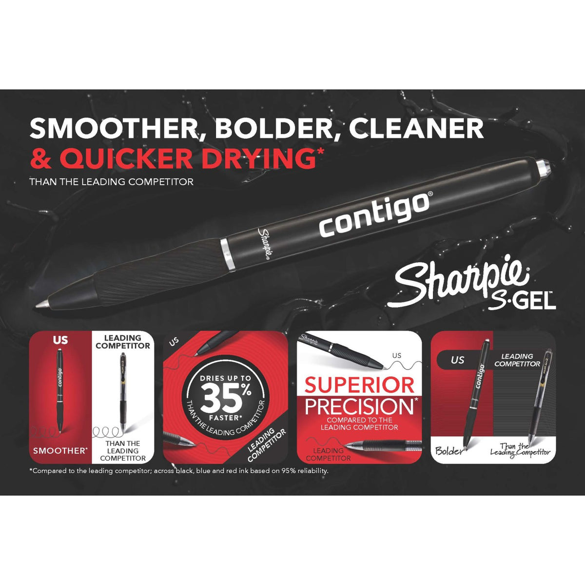 Sharpie S-Gel Pen, Color Matched Ink - Black - View 2