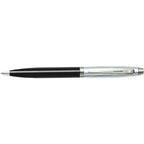 Sheaffer 100 Ballpoint Pen, Glossy Black and Chrome Laser Engraving - Black - Front 2