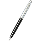 Sheaffer 100 Ballpoint Pen, Glossy Black and Chrome Laser Engraving - Black - Right Angle