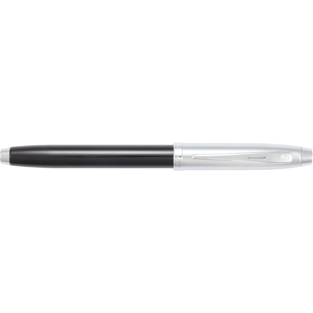 Sheaffer 100 Rollerball Pen in Glossy Black and Chrome Laser Engraving - Black - Clip
