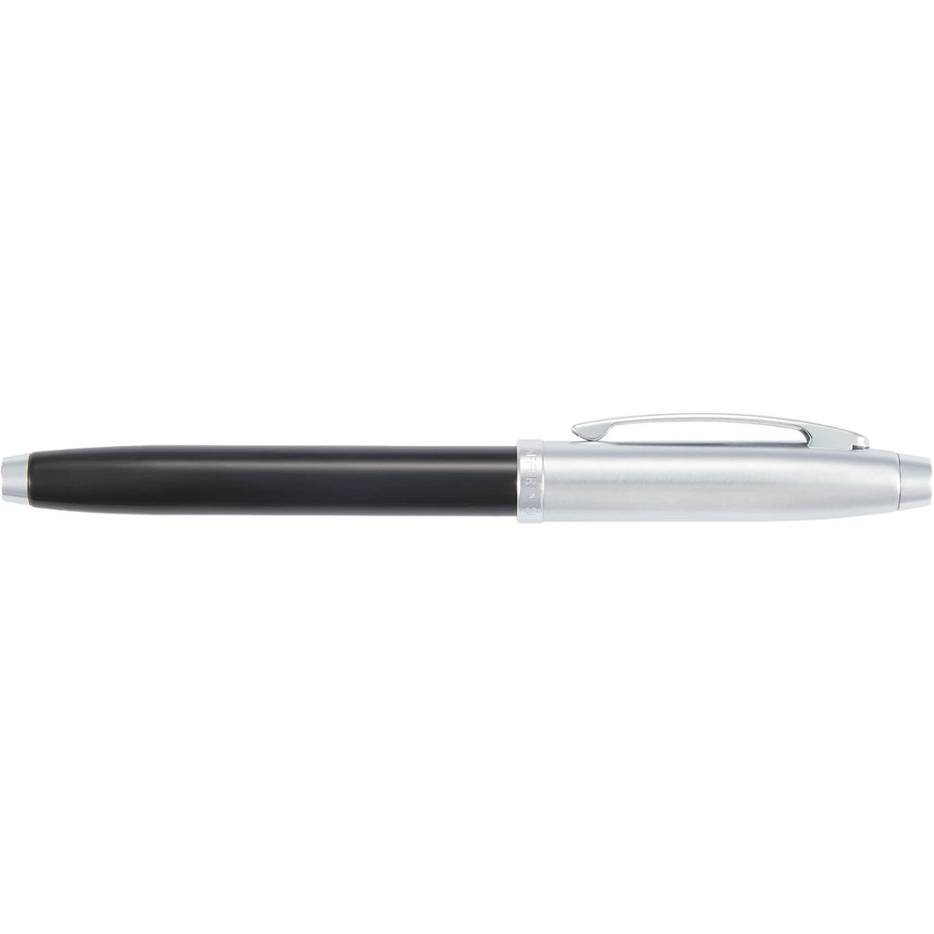 Sheaffer 100 Rollerball Pen in Glossy Black and Chrome Laser Engraving - Black - Front 2