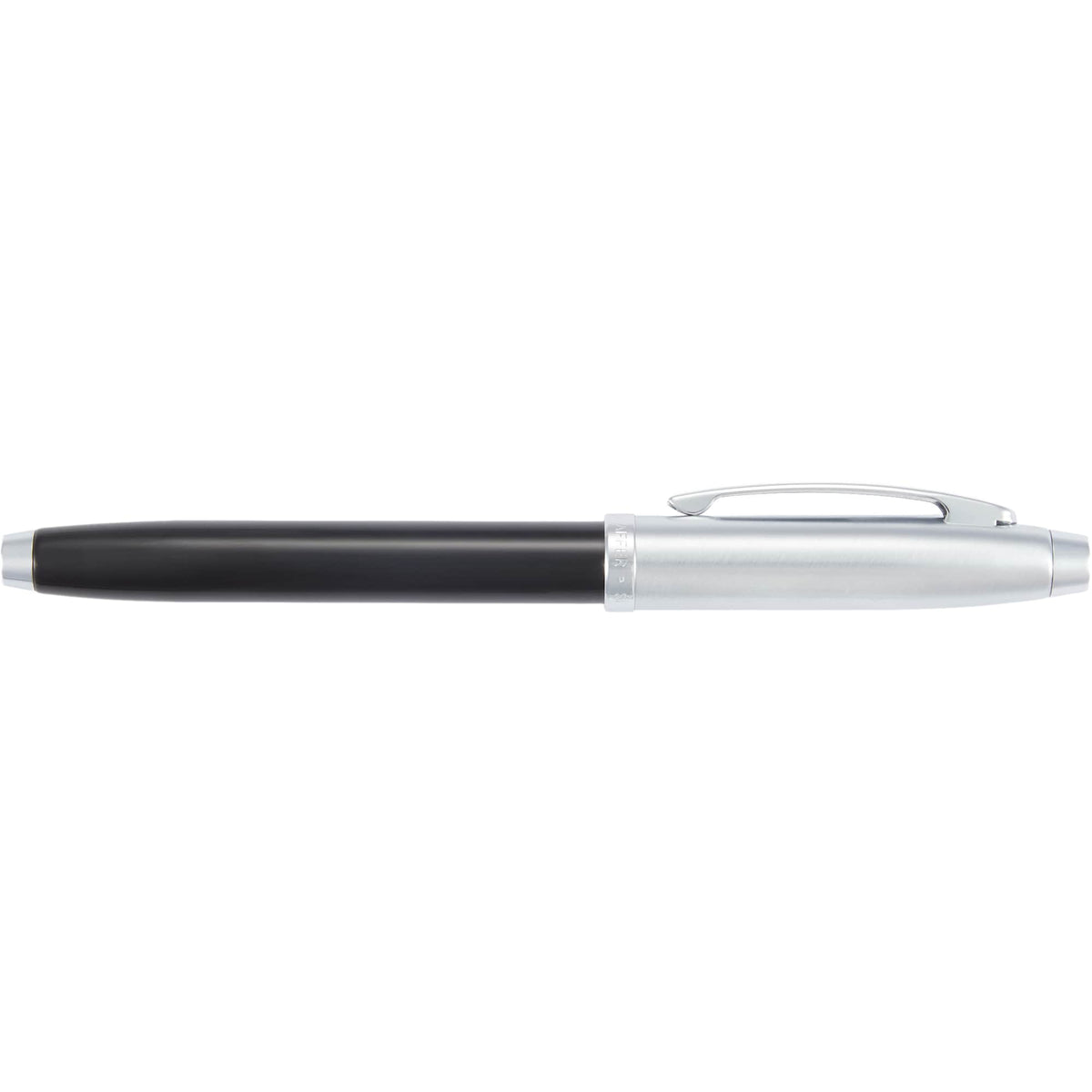 Sheaffer 100 Rollerball Pen in Glossy Black and Chrome Laser Engraving - Black - Front 2