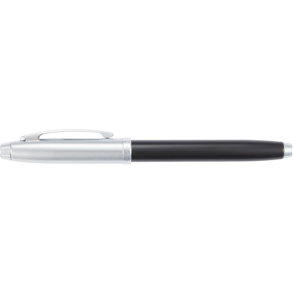 Sheaffer 100 Rollerball Pen in Glossy Black and Chrome Laser Engraving - Black - Front
