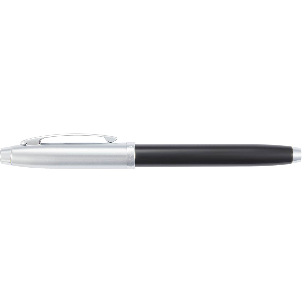 Sheaffer 100 Rollerball Pen in Glossy Black and Chrome Laser Engraving - Black - Front