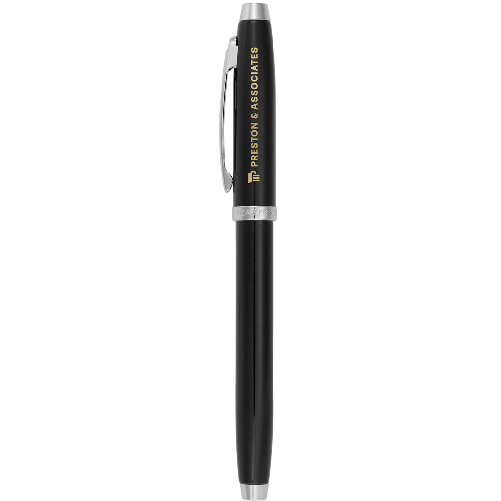Sheaffer 100 Rollerball Pen in Glossy Lacquer Laser Engraving - Black - Front