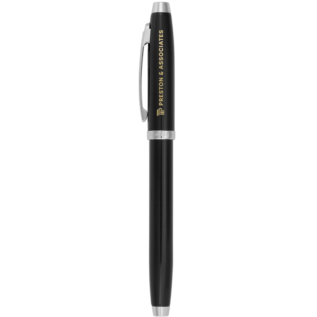 Sheaffer 100 Rollerball Pen in Glossy Lacquer Laser Engraving - Black - Front
