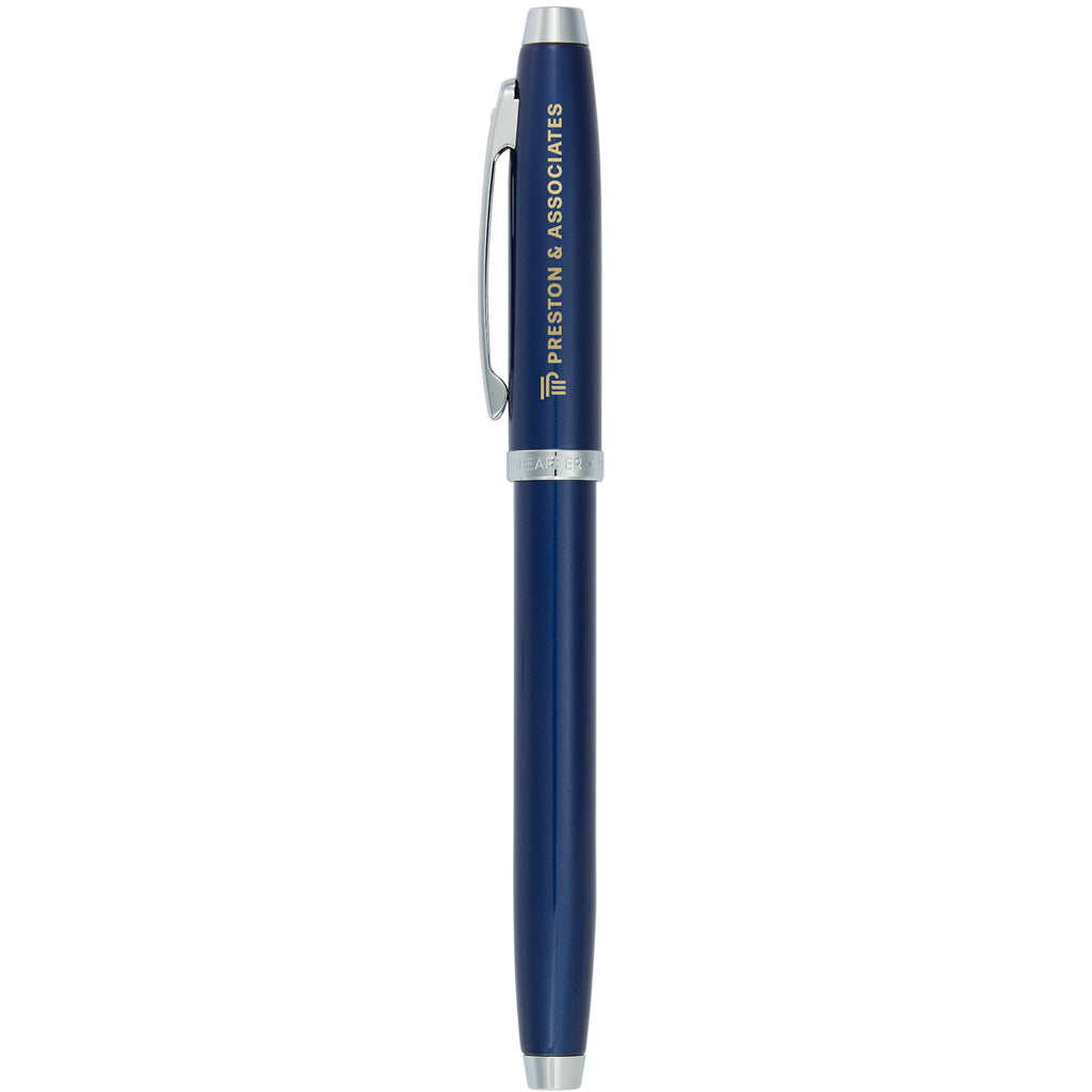 Sheaffer 100 Rollerball Pen in Glossy Lacquer Laser Engraving - Blue - Front