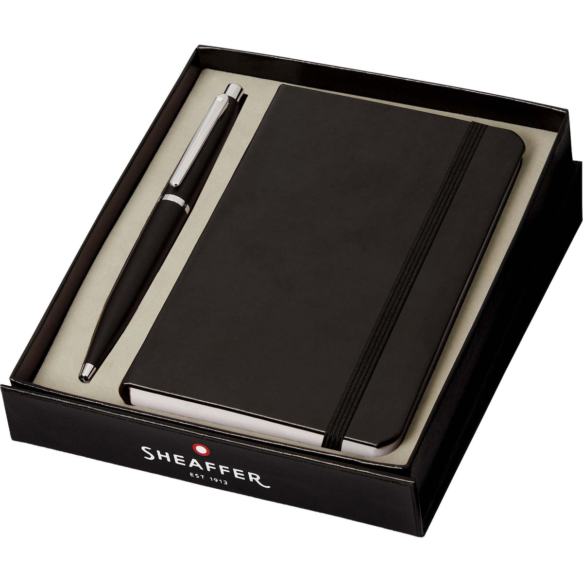 Sheaffer Pocket Notebook and Chrome Ballpoint Gift Set Laser Engraving - Black - Photo 2