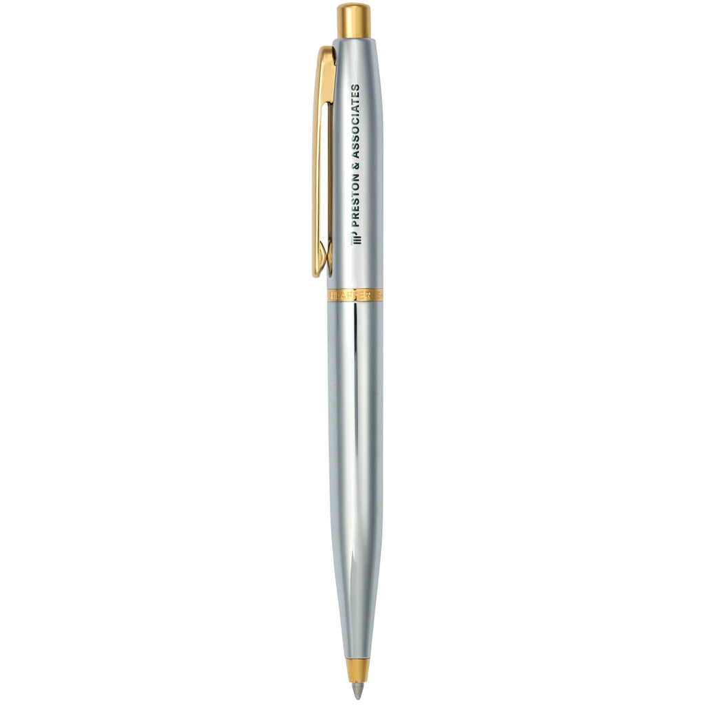 Sheaffer VFM Ballpoint Pen, Chrome and Gold Laser Engraving - Silver - Front