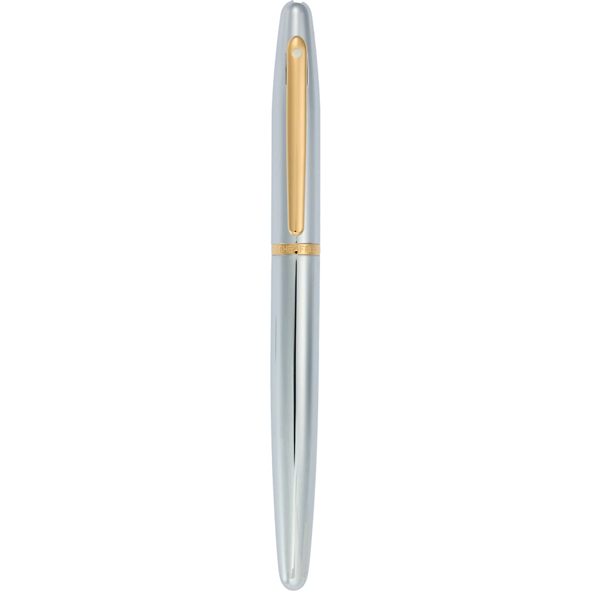 Sheaffer VFM Rollerball Pen in Polished Chrome and Gold - Silver - Front 2