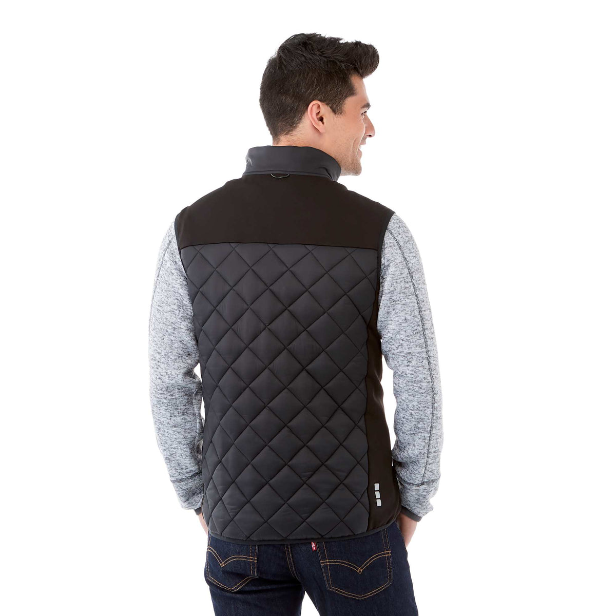 Shefford Heated Puffer Vest for Men Embroidery - Black/Black - Back Flat 2
