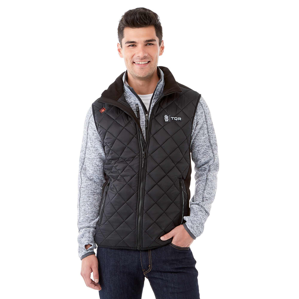 Shefford Heated Puffer Vest for Men Embroidery - Black/Black - Front Flat