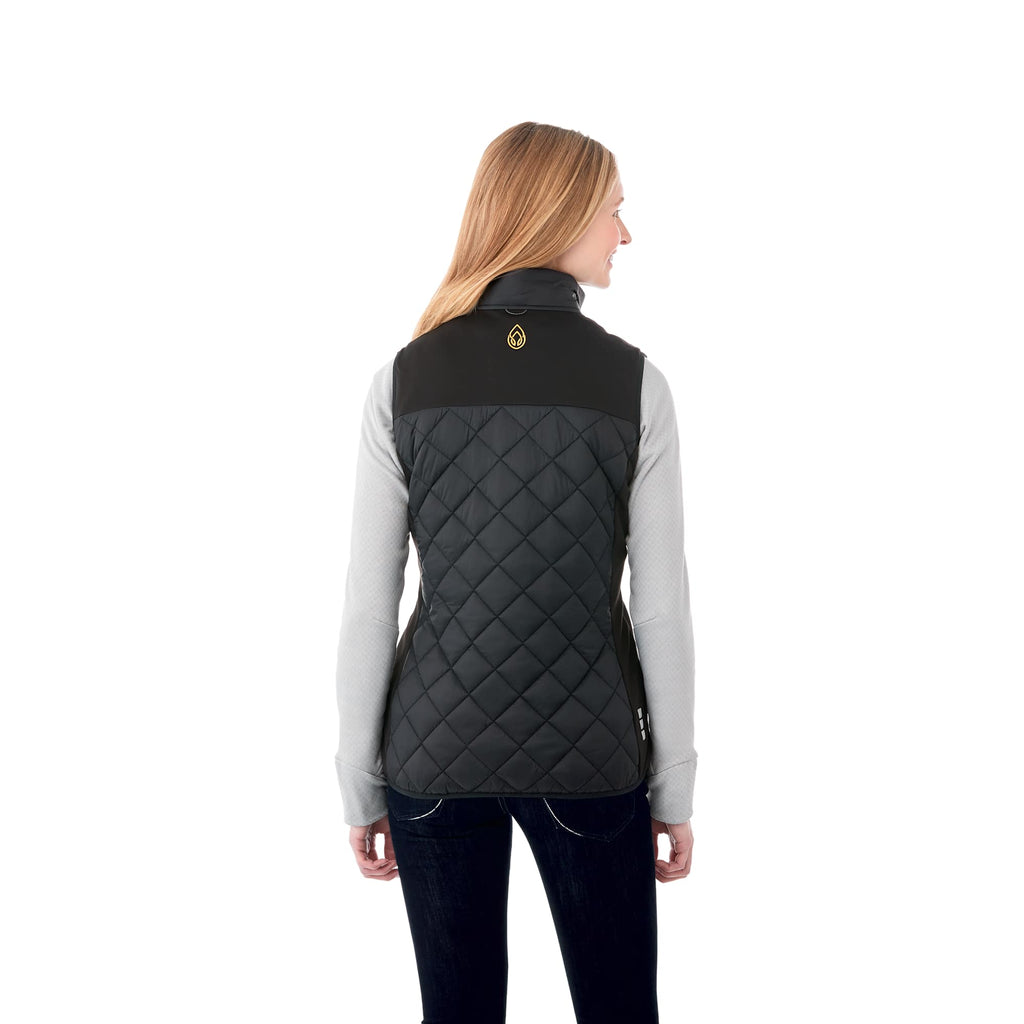 Shefford Heated Puffer Vest for Women Embroidery - Black/Black - Back On Model