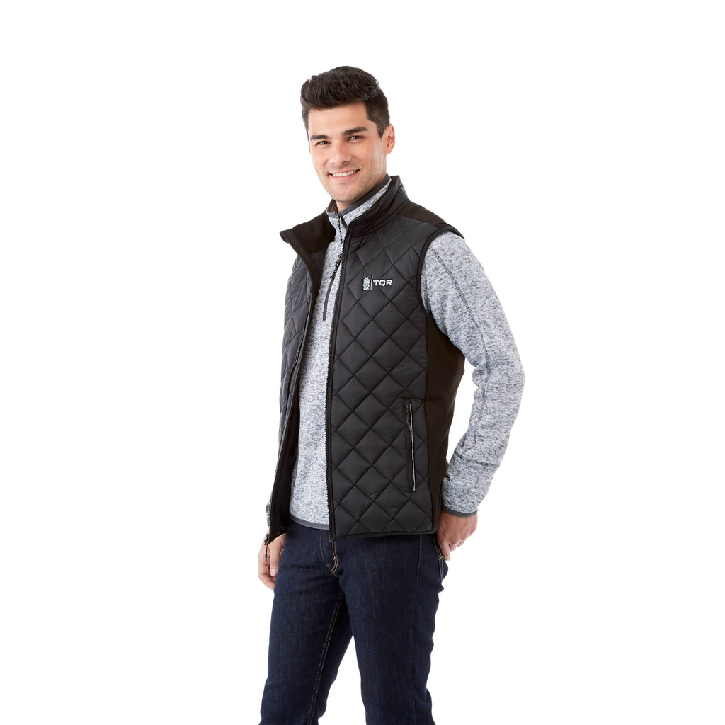 Shefford Heated Puffer Vest with Power Bank for Men Embroidery - Black/Black - On Model