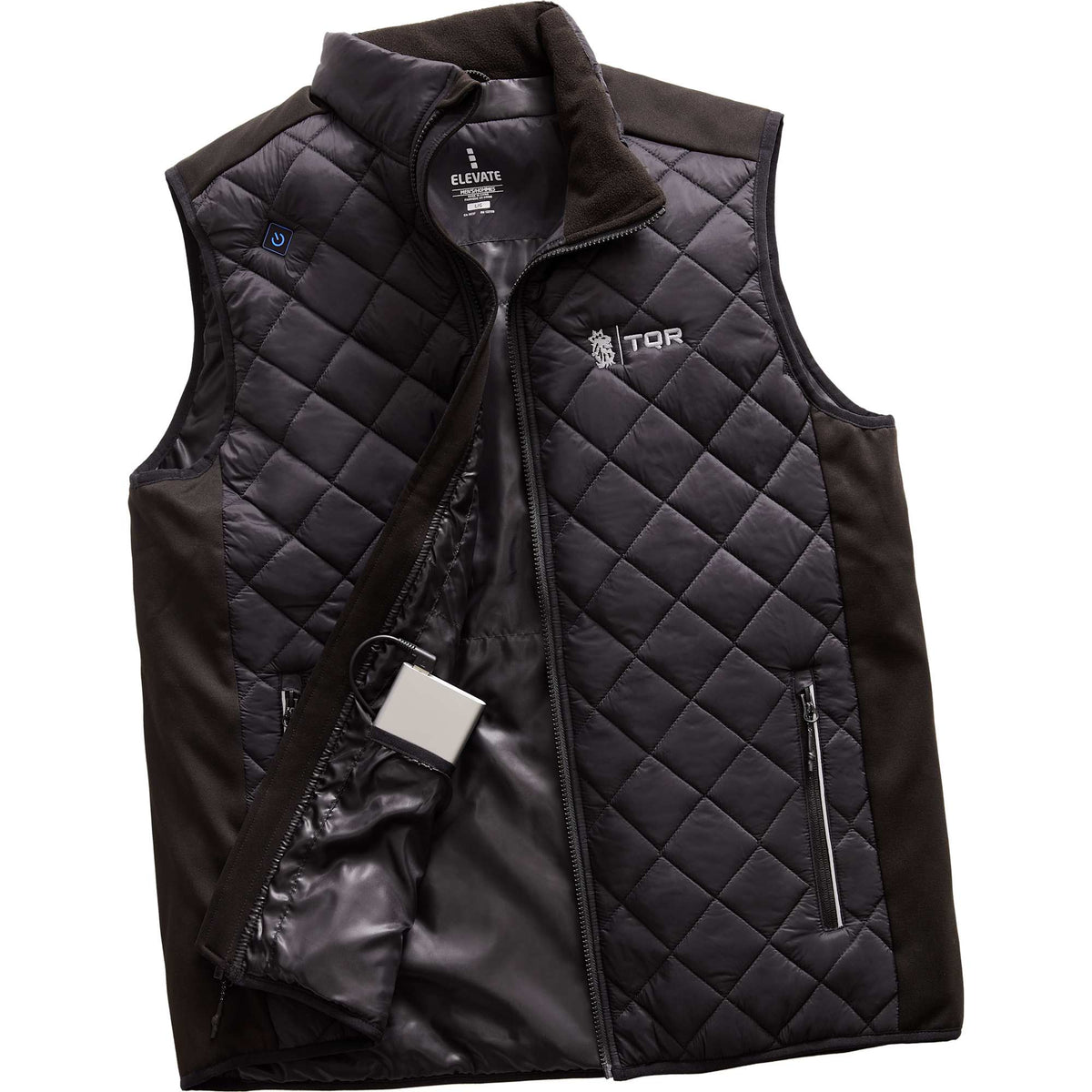 Shefford Heated Puffer Vest with Power Bank for Men Embroidery - Black/Black - Photo