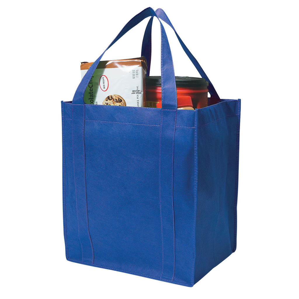 Shopper Tote Bag, Non-Woven - Royal Blue - Propped_Blank