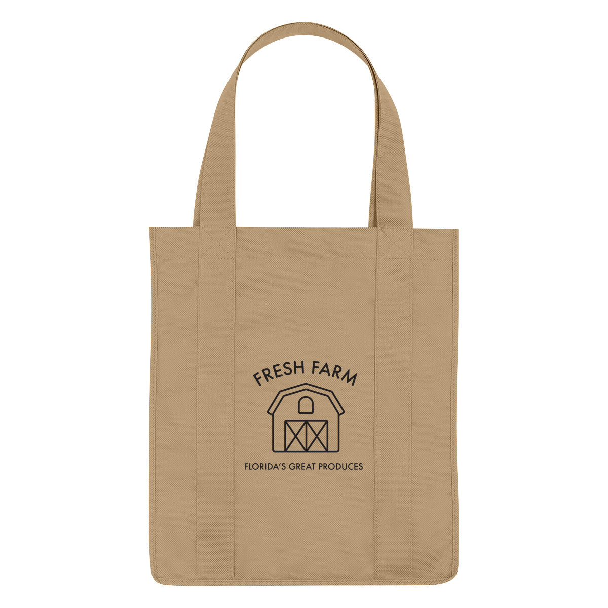 Shopper Tote Bag, Non-Woven - Tan - Silk Screen