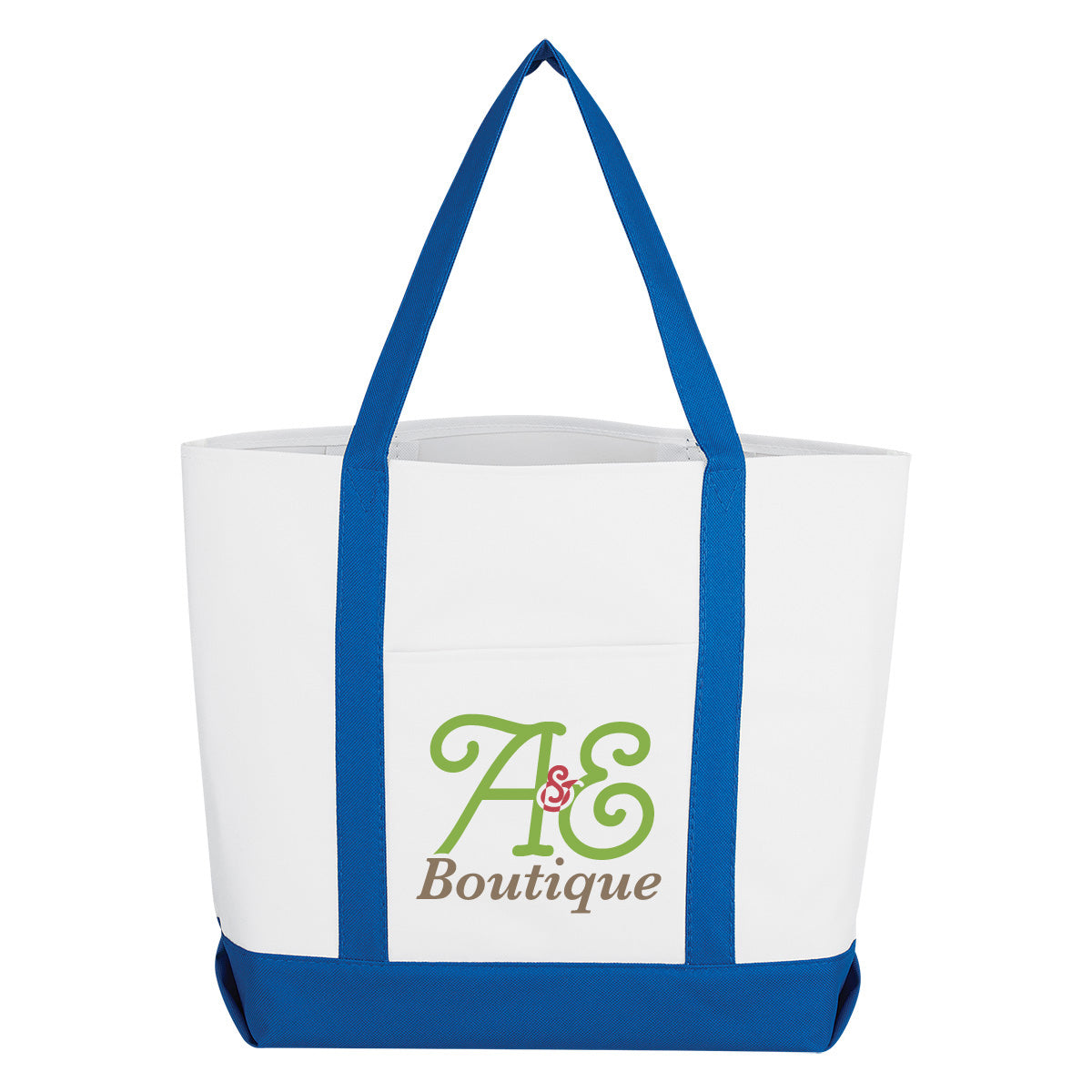 Shopper Tote Bag with Pocket - White/royal - Colorbrite