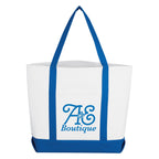 Shopper Tote Bag with Pocket - White/royal - Silk Screen