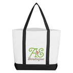 Shopper Tote Bag with Pocket - White With Black - Colorbrite